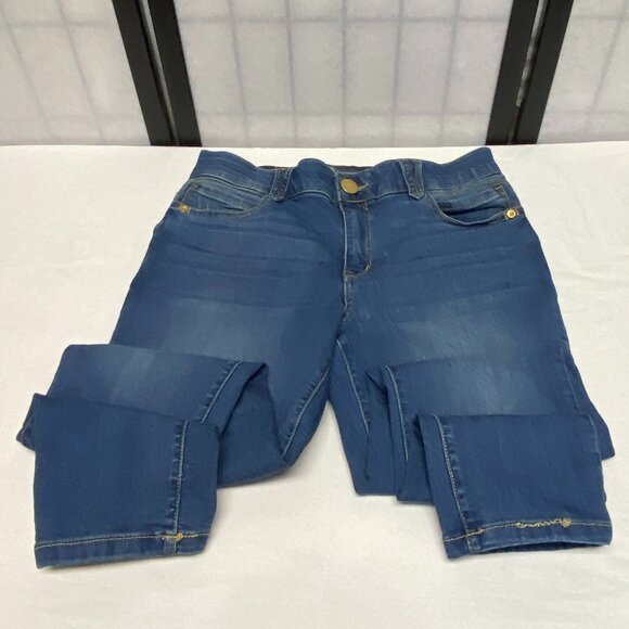 Democracy Mid Rise Ab-solution Ankle Skimmer Denim Blue Jeans Gold Buttons 10 - Picture 7 of 16